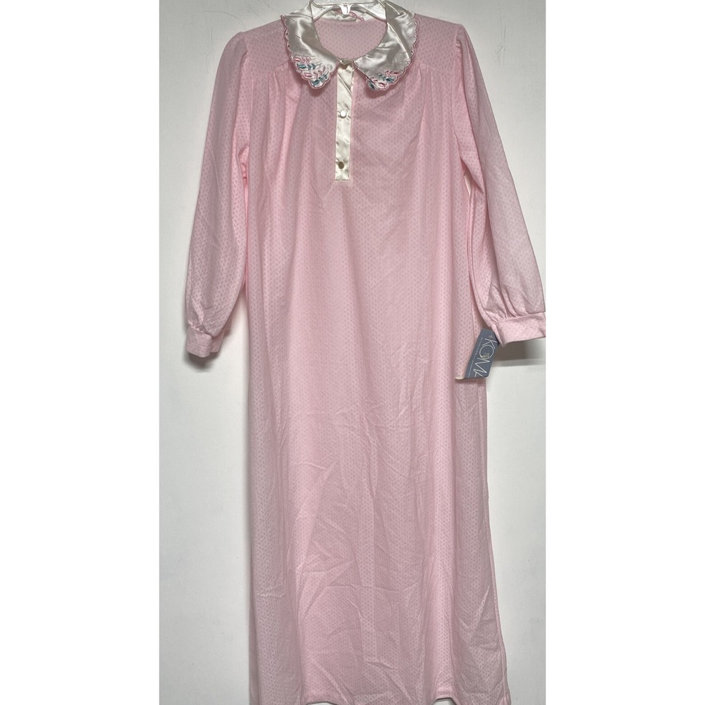 NWT Vintage Komar Long Modest House Coat Nightgown USA Large Pink collar